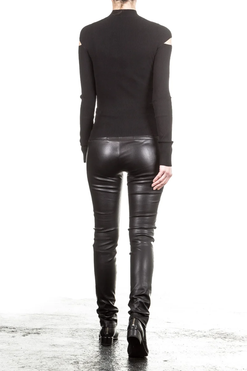 Helmut Lang Damen Leder Leggings schwarz