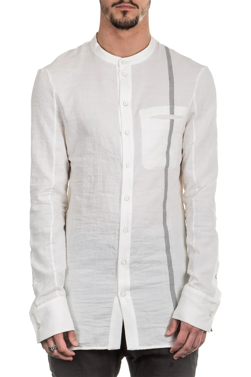 Masnada Herren Hemd PIN STRIPE weiß