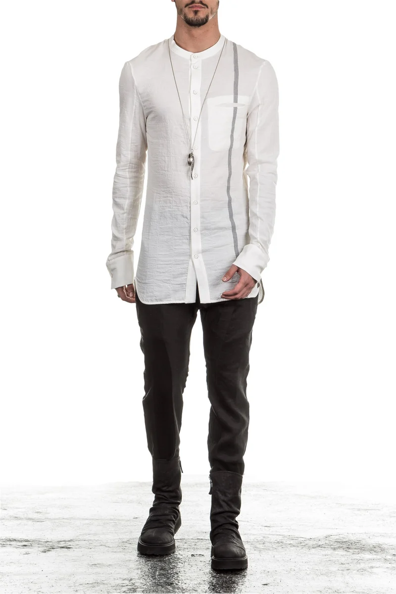 Masnada Herren Hemd PIN STRIPE weiß