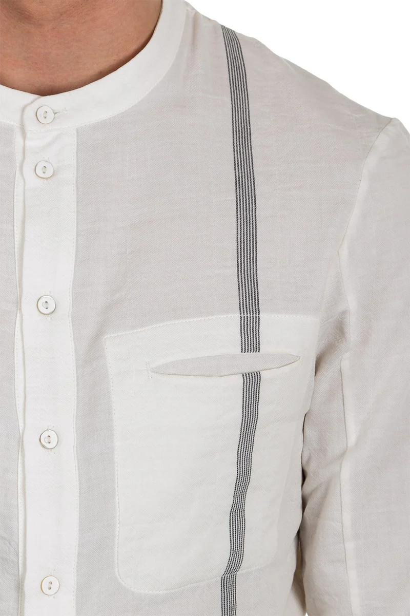 Masnada Herren Hemd PIN STRIPE weiß
