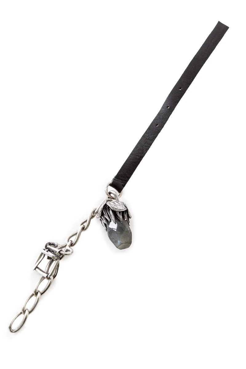GOTI Lederarmband mit Silberknospe BR1131 silber schwarz