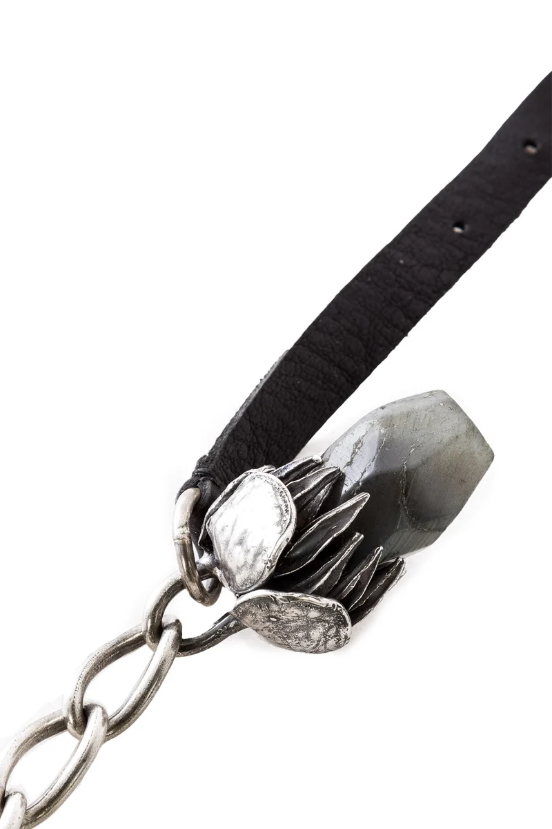 GOTI Lederarmband mit Silberknospe BR1131 silber schwarz
