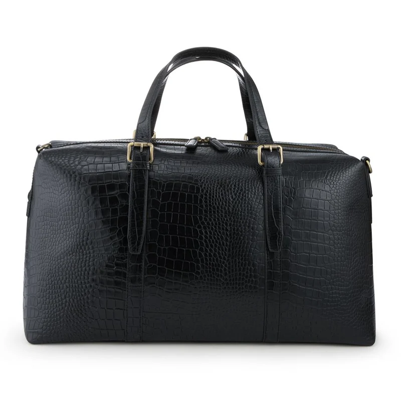Waltz Leather Croc Pattern Weekend Bag - WALTZ / 328 163 - Black Croc
