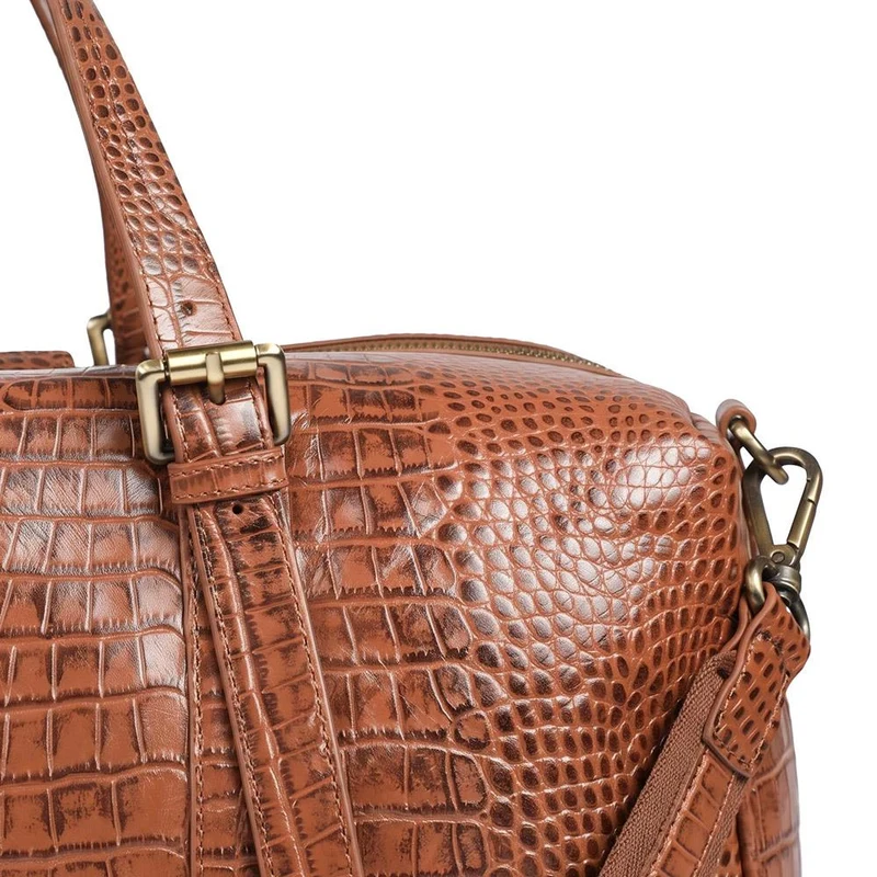 Waltz Leather Croc Pattern Weekend Bag - WALTZ / 328 163 - Tan Croc