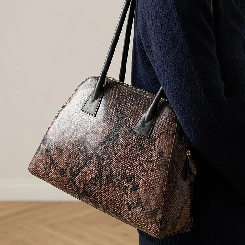 Vernie Leather Shoulder Bag - VERNIE / 329 934 - Brown Snake