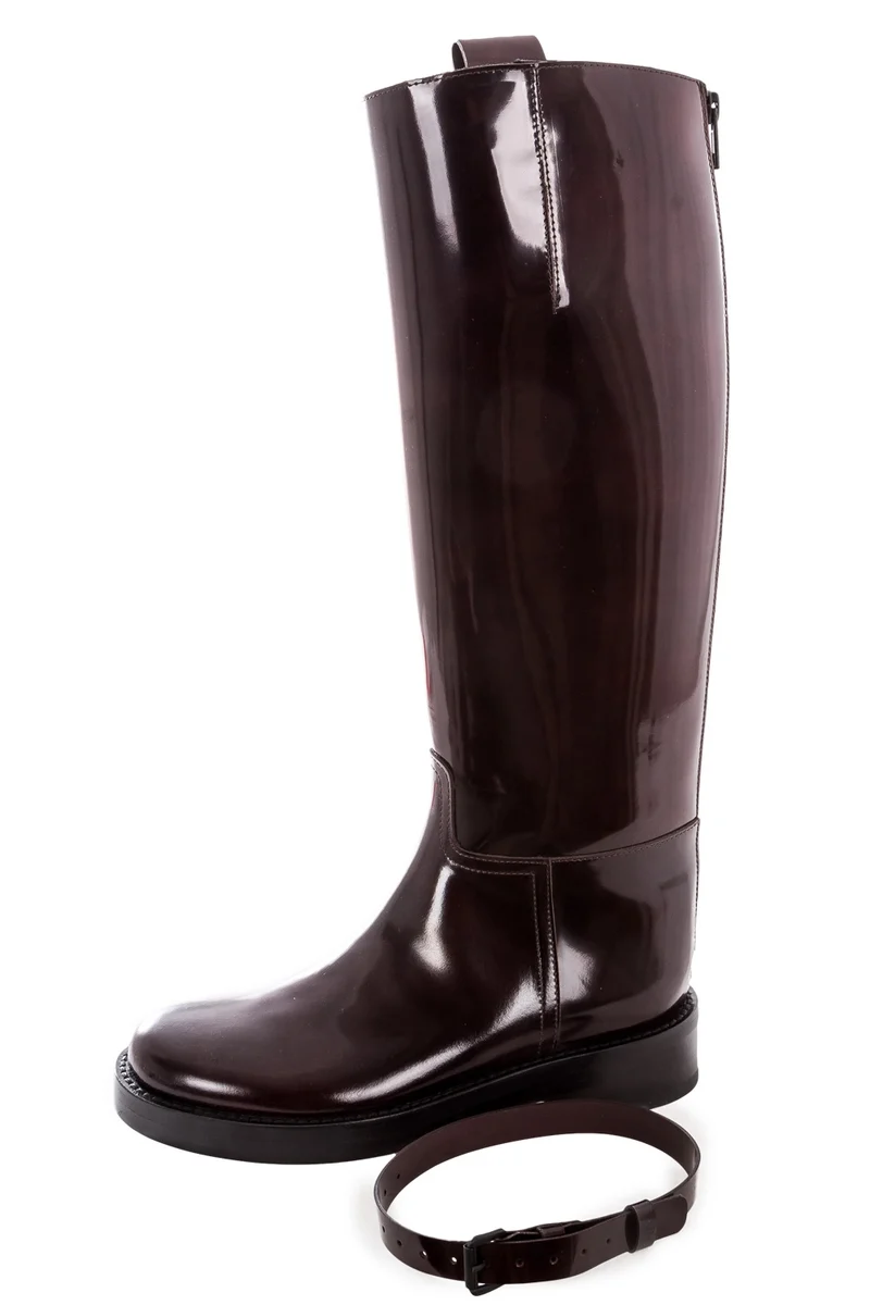 Ann Demeulemeester Damen Lackleders Stiefel bordeaux