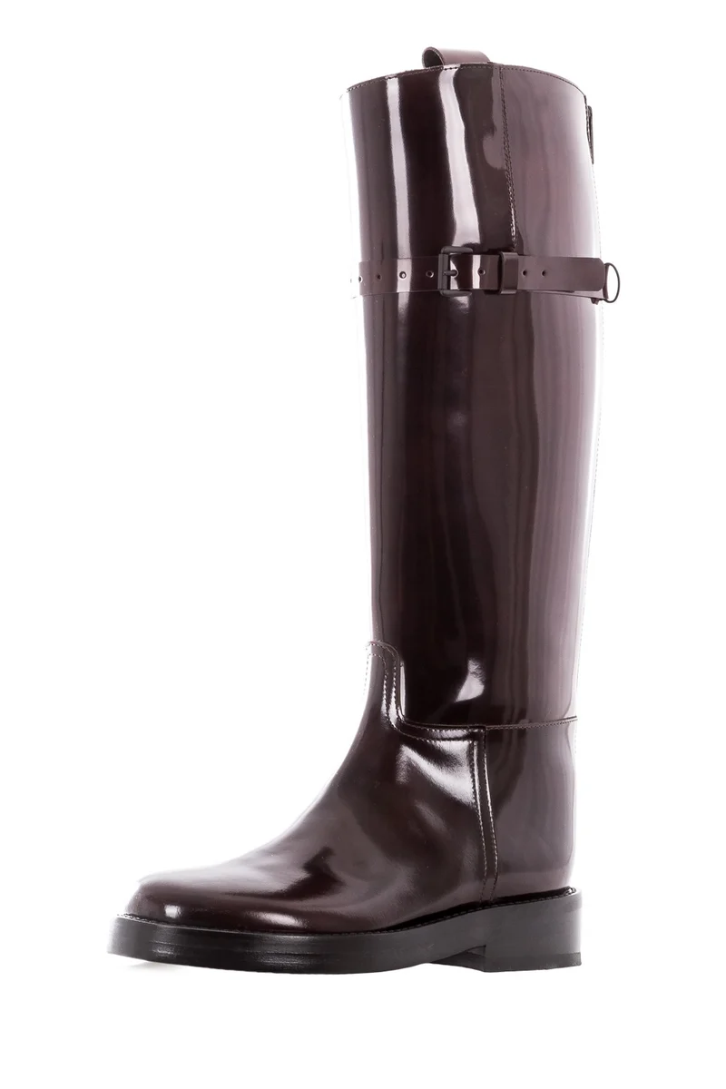 Ann Demeulemeester Damen Lackleders Stiefel bordeaux