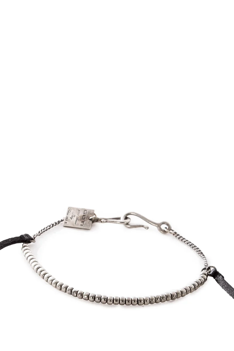 GOTI Silber Armband BR1116 mit Leder schwarz silber