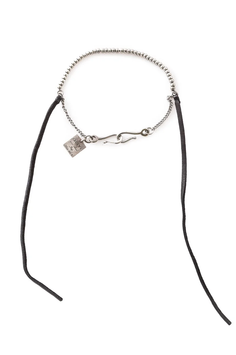 GOTI Silber Armband BR1116 mit Leder schwarz silber
