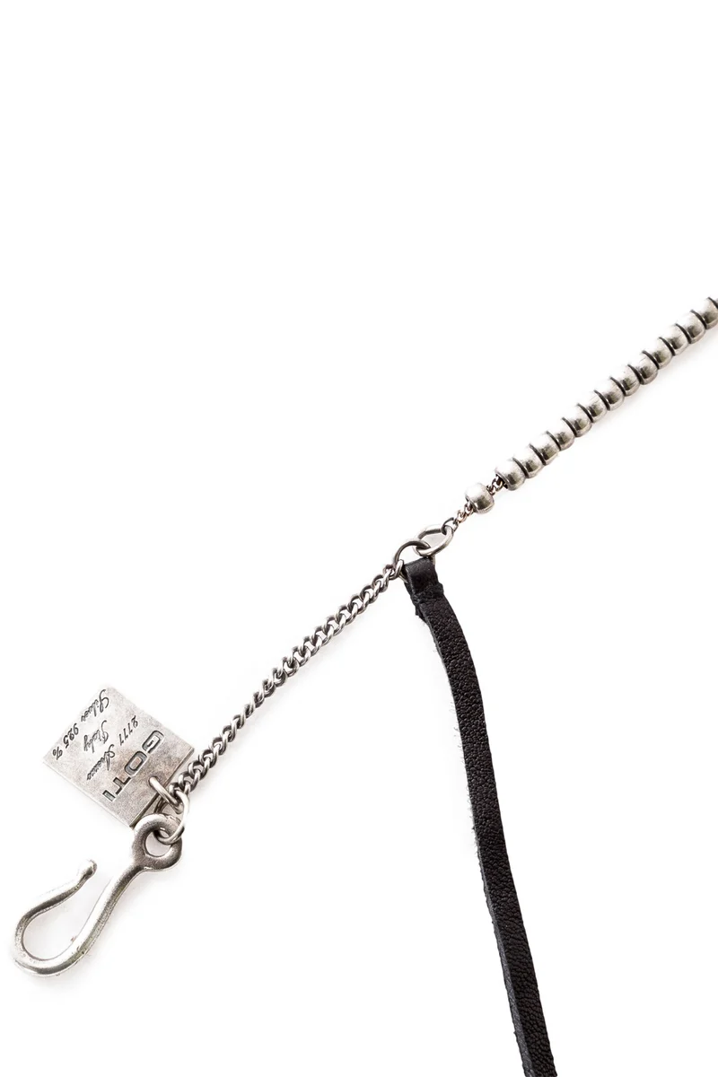 GOTI Silber Armband BR1116 mit Leder schwarz silber
