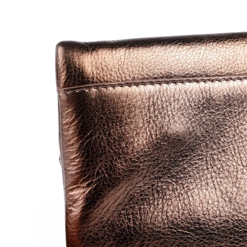 Wylie Fold-Over Clutch Bag - WYLIE / 323 893 - Chocolate Metallic