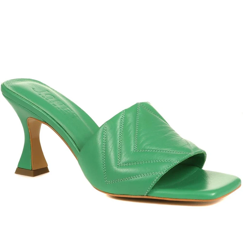 Bianka Quilted Leather Heeled Mules - BIANKA / 322 276 - Green