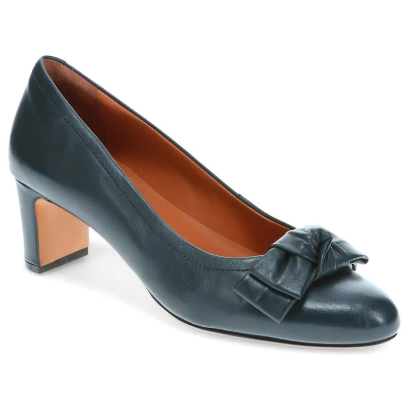 Zelda Bow Detail Court Shoes - ZELDA / 323 596 - Navy Leather