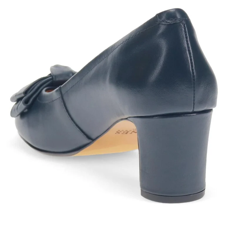 Zelda Bow Detail Court Shoes - ZELDA / 323 596 - Navy Leather