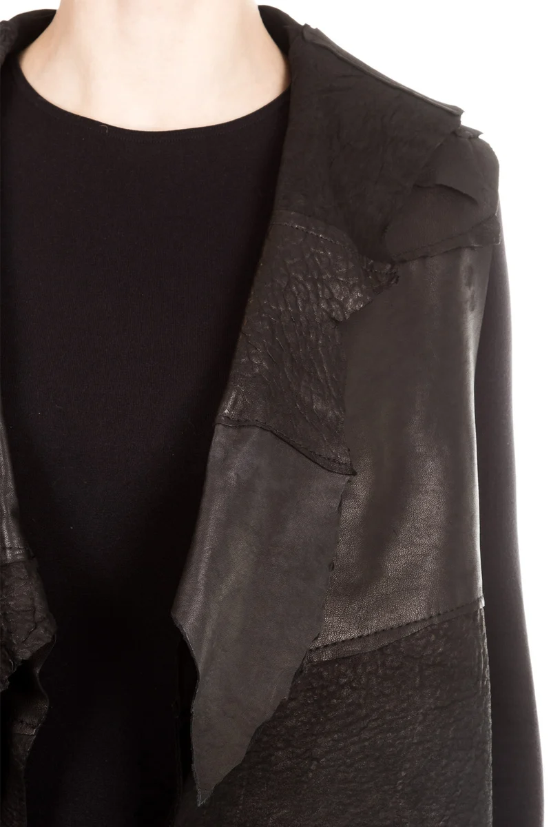 Claudio Cutuli Damen Lederweste Avantgarde schwarz