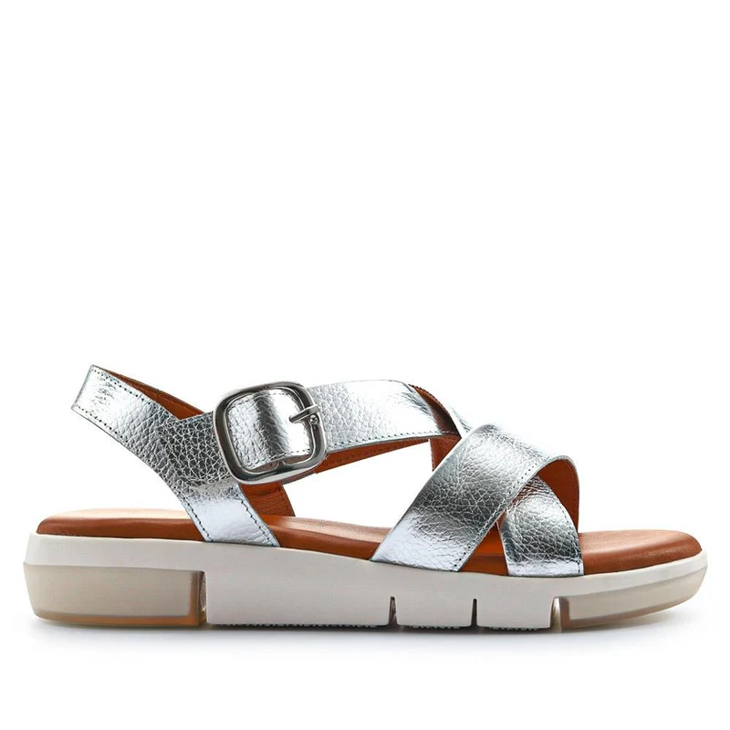 Ilaria Casual Leather Sandals - ILARIA / 327 308 - Silver