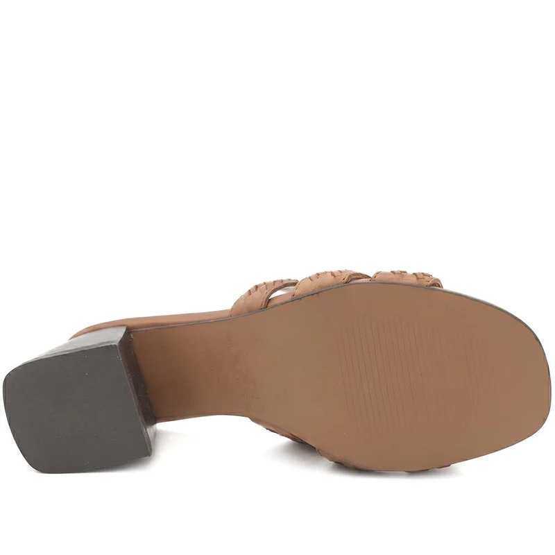 Isaura Leather Heeled Mule Sandals - ISAURA / 329 569 - Tan