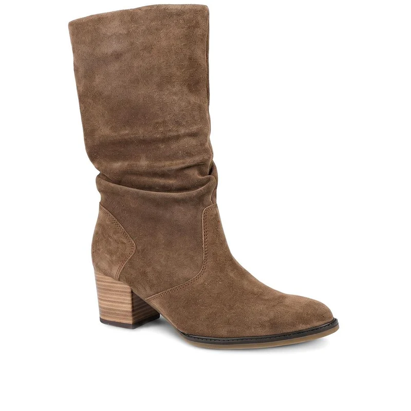 Gabor Wide Fit Leather Slouched Boots - GAB44513 / 330 019 - Brown Suede