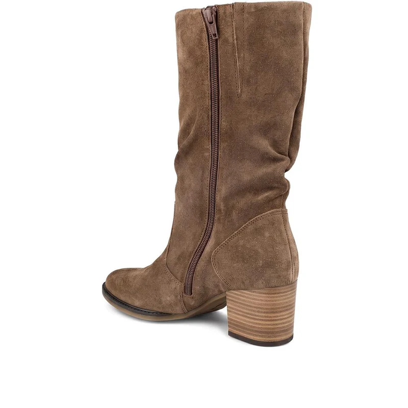 Gabor Wide Fit Leather Slouched Boots - GAB44513 / 330 019 - Brown Suede