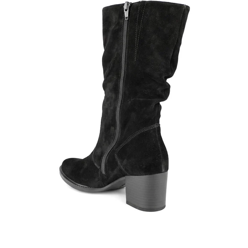Gabor Wide Fit Leather Slouched Boots - GAB44513 / 330 019 - Black Suede