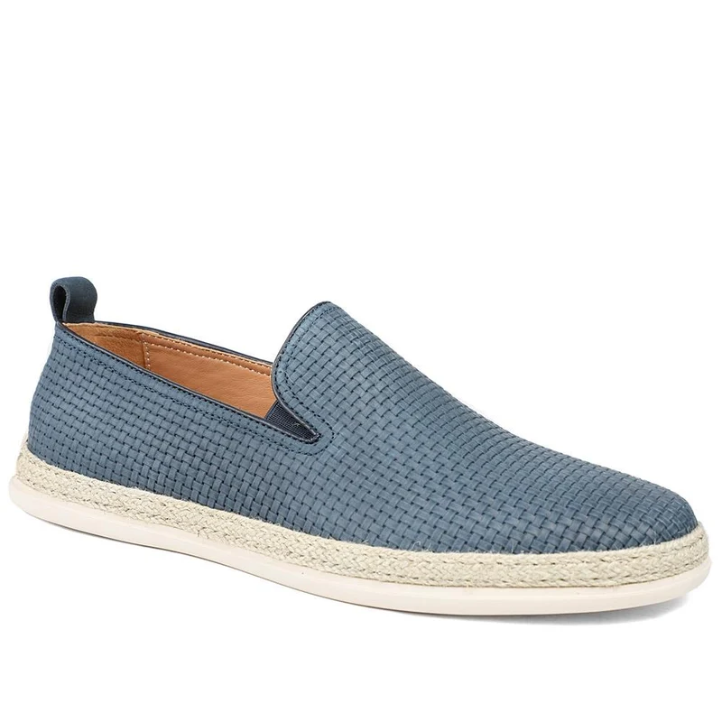 Quince Leather Espadrille Slip On Shoes - QUINCE / 328 788 - Navy Nubuck
