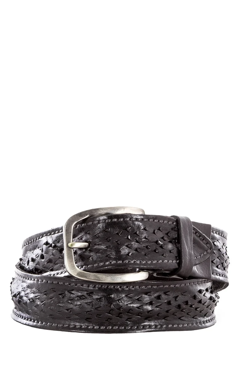 Ralph Gladen Ledergürtel VINTAGE SCHNITT schwarz