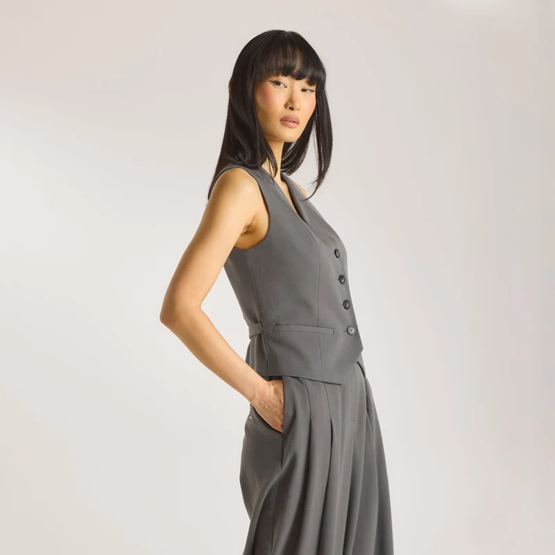 Tailored-Weste - Anthrazit