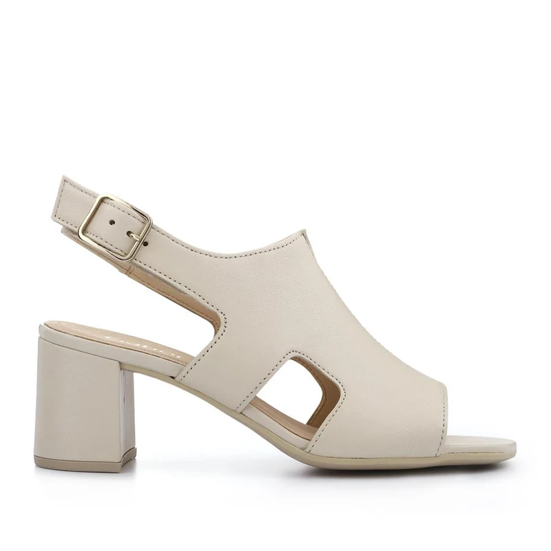 Smart Leather Block-Heeled Sandals - GAB41514 / 327 008 - Cream