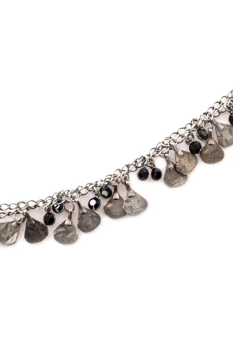 GOTI Silberkette mit Leder CN1107.schwarz silber