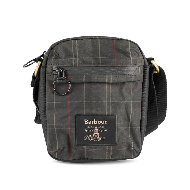 Barbour Field Tartan Waxed Crossbody Bag - BARBR44524 / 329 696 - Green Multi