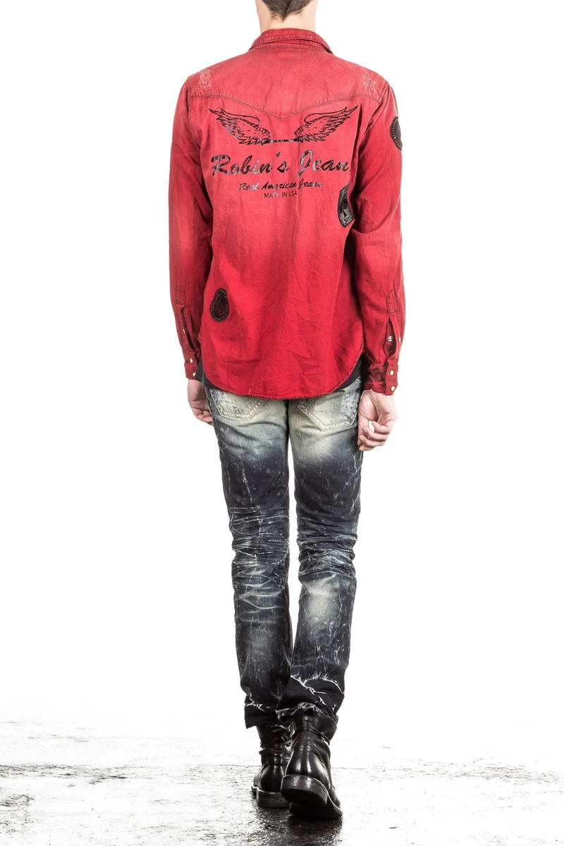 Robin`s Jean Herren Hemd Patches rot
