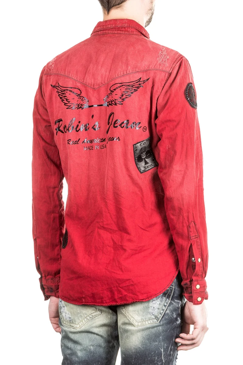 Robin`s Jean Herren Hemd Patches rot