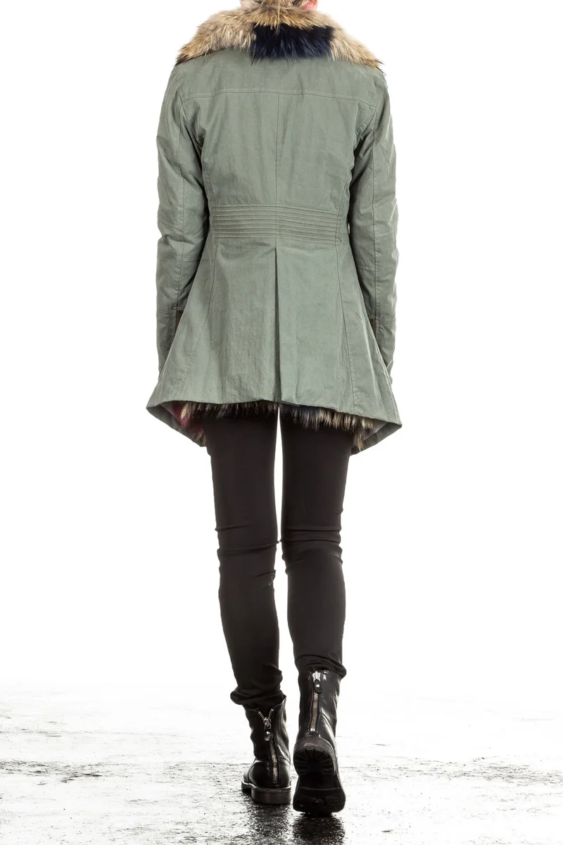 Jet Set Damen Parka mit Innenfutter aus Fell ZUKO grün