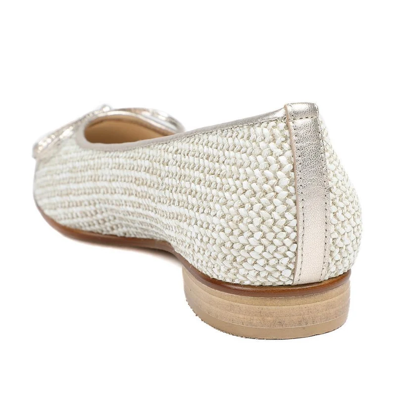 Gabor Dulford Flat Heel Slip On Flats - GAB43510 / 328 856 - Raffia- Metallic