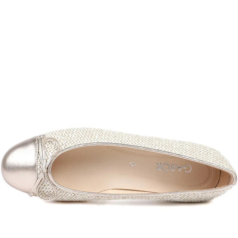 Gabor Dulford Flat Heel Slip On Flats - GAB43510 / 328 856 - Raffia- Metallic