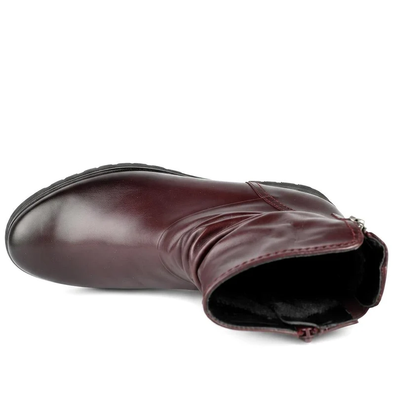 Gabor Wide Fit Leather Flat Heel Ankle Boots - GAB44508 / 330 015 - Burgundy Leather