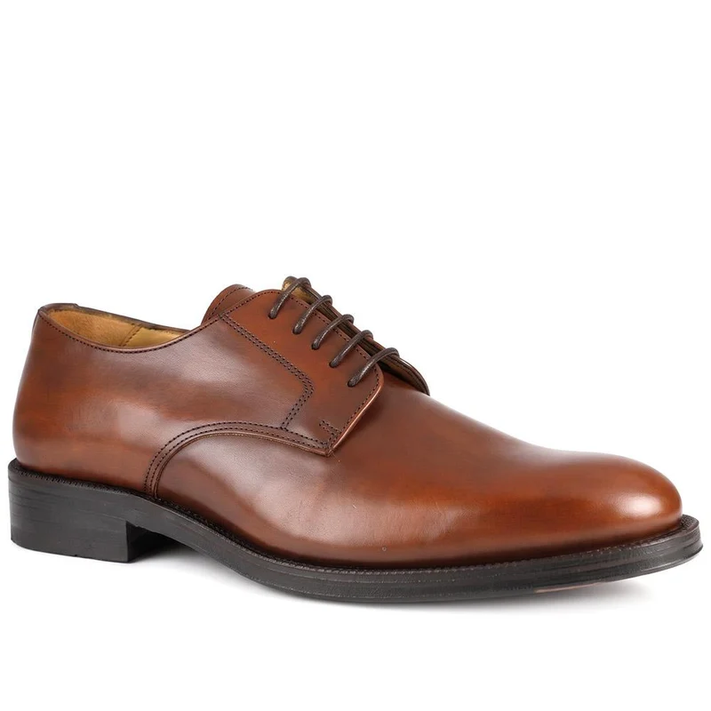 Cambridge Blake Stitched Leather Derby Shoes - CAMBRIDGE2 / 323 783 - Brandy