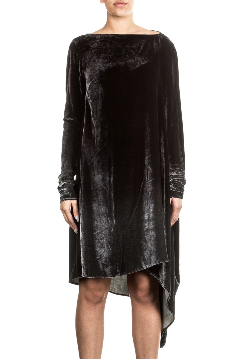 Masnada Damen Samtkleid oversized schwarz