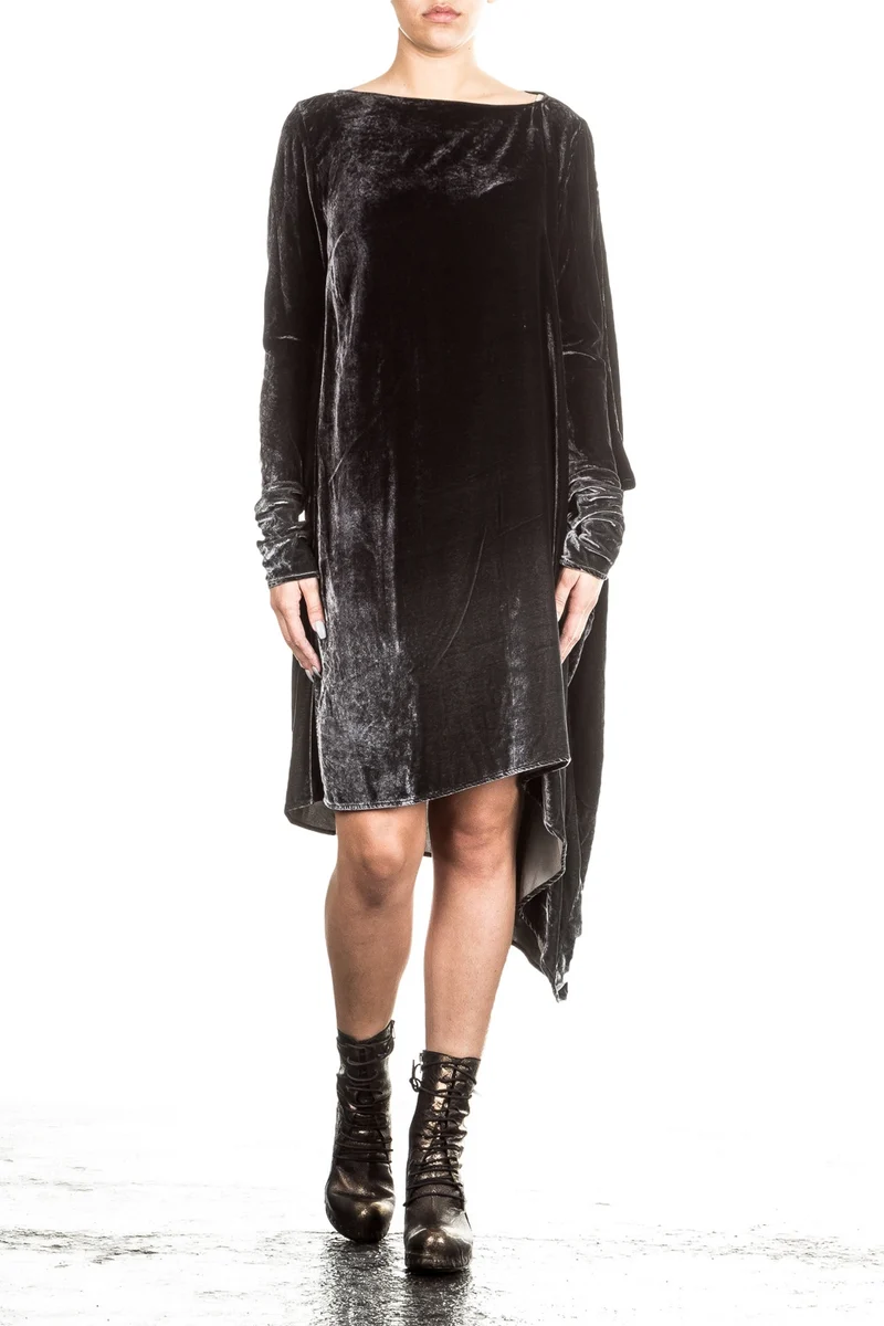Masnada Damen Samtkleid oversized schwarz