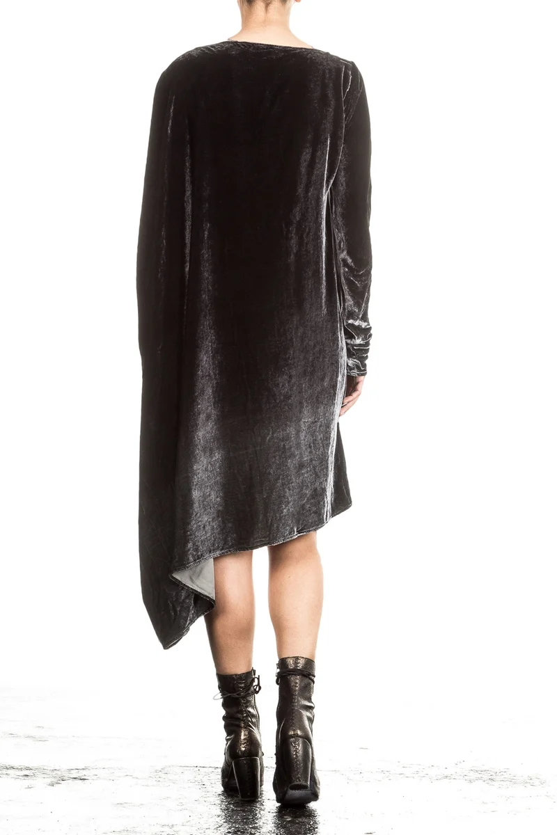 Masnada Damen Samtkleid oversized schwarz