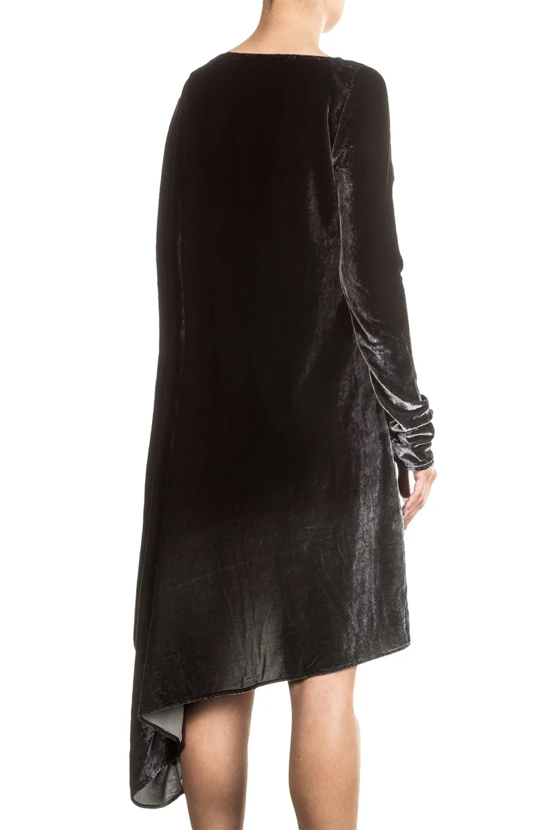 Masnada Damen Samtkleid oversized schwarz