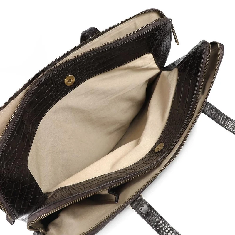Wynter Croc Leather Shoulder Bag - WYNTER / 324 554 - Chocolate
