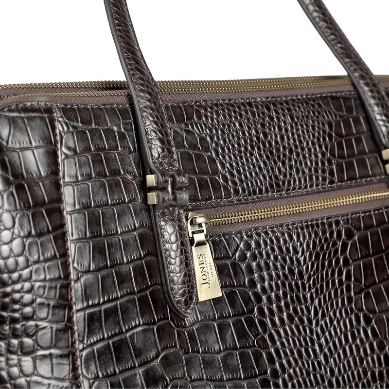 Wynter Croc Leather Shoulder Bag - WYNTER / 324 554 - Chocolate