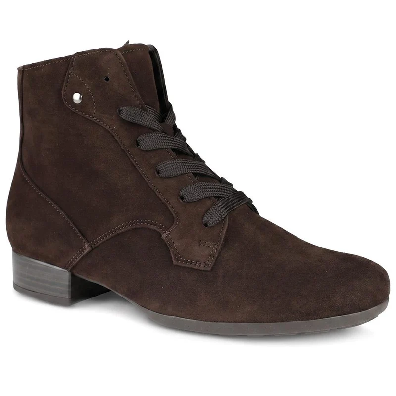 Gabor Wide Fit Leather Lace Up Ankle Boots - GAB44512 / 330 018 - Chocolate Suede