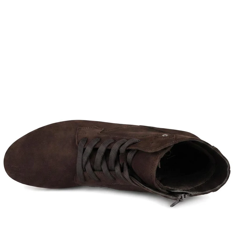 Gabor Wide Fit Leather Lace Up Ankle Boots - GAB44512 / 330 018 - Chocolate Suede