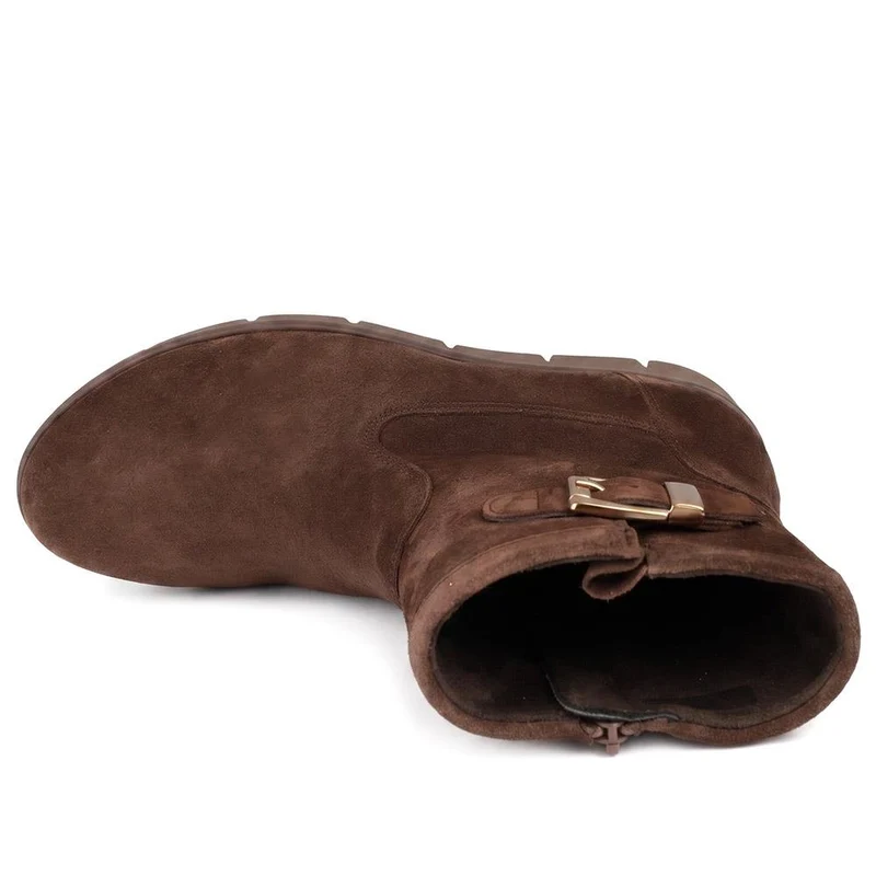 Gabor Wide Fit Leather Wedge Heel Boots - GAB44507 / 330 014 - Chocolate Suede