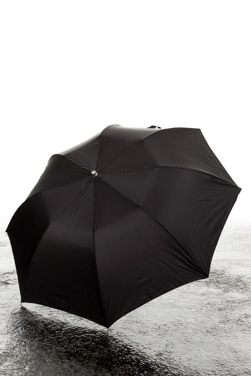 Pasotti Regenschirm faltbar mit Totenkopfknauf schwarz