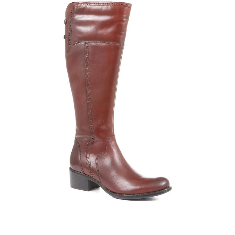 Rachel Medium Calf Fit Leather Rider Boots - RACHELM / 320 894 - Tan