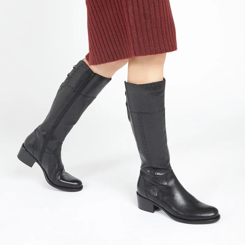 Rachel Medium Calf Fit Leather Rider Boots - RACHELM / 320 894 - Black