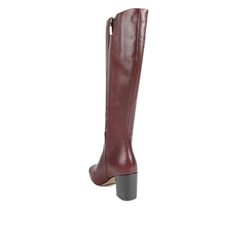 Neptune Long Small Calf Fit Long Leather Boots - NEPTUNELONGS / 326 215 - Burgundy